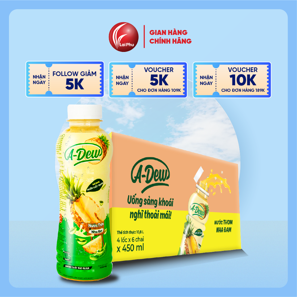 Nước Thơm Nha Đam A-Dew Chai 450ml - Thùng 24 Chai