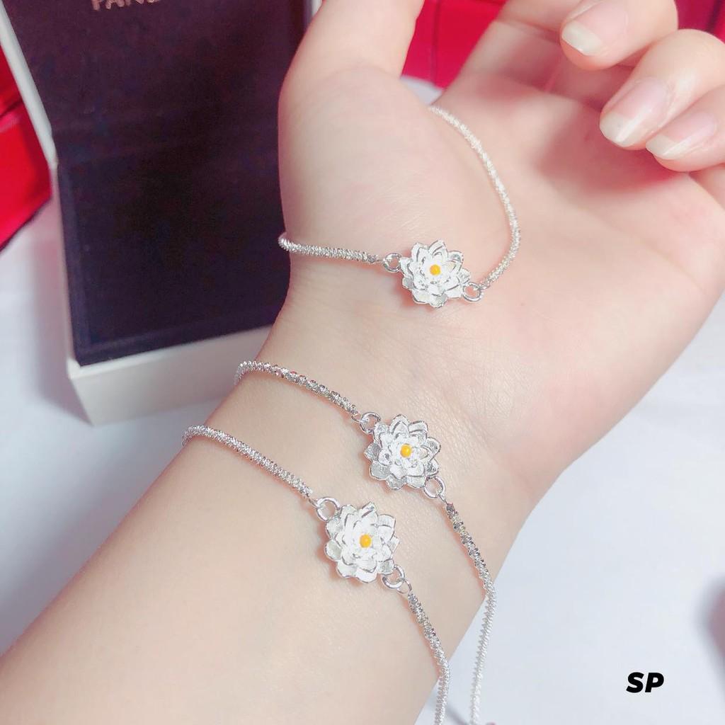 Lắc tay bạc mặt bông sen MS75