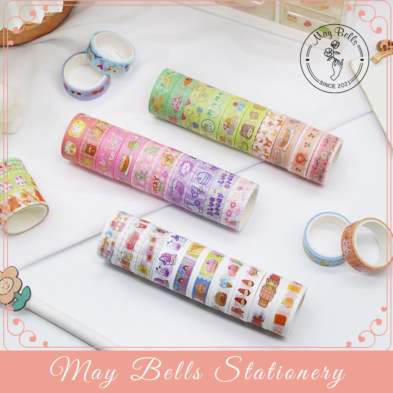 Băng Dính Washi Tape Cute Trang Trí Sổ Tay Đồ Dùng Học Tập Nhiều Họa Tiết