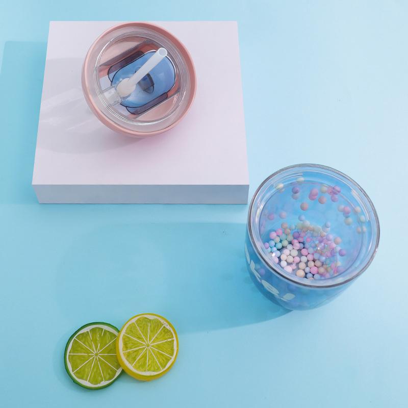 Họa Tiết Hoạt Hình Dễ Thương Ống Hút Nước Bằng Nhựa Di Động Ngoài Trời Trong Suốt Nước Uống Ống Hút Cúp Lượn Bao Da 2 Lớp Trưởng Thành Kid