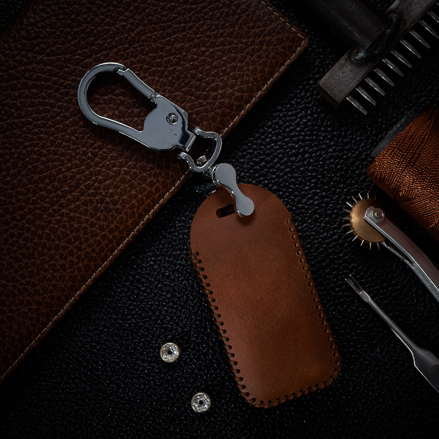 Bao Da Chìa Khóa dành cho Ô Tô Mitsubishi Attrage 2 Nút Da Bò Sáp Dạng Hộp