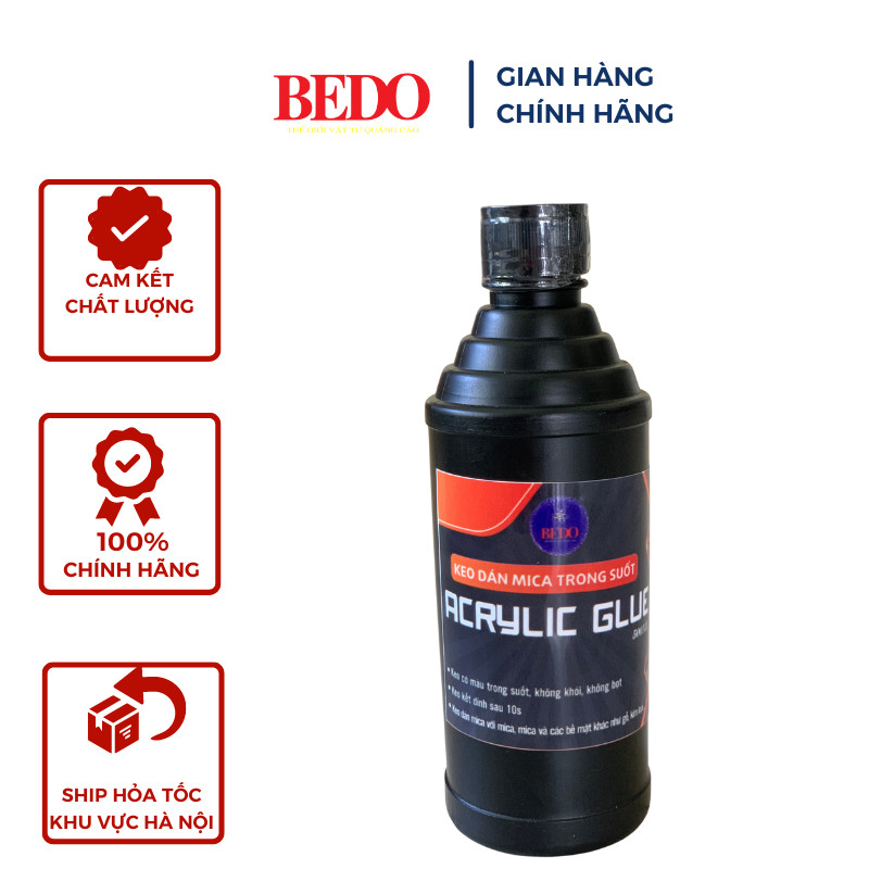 Keo dán mica, keo dán mặt, dán cạnh trong suốt acrylic glue-chai 500ml