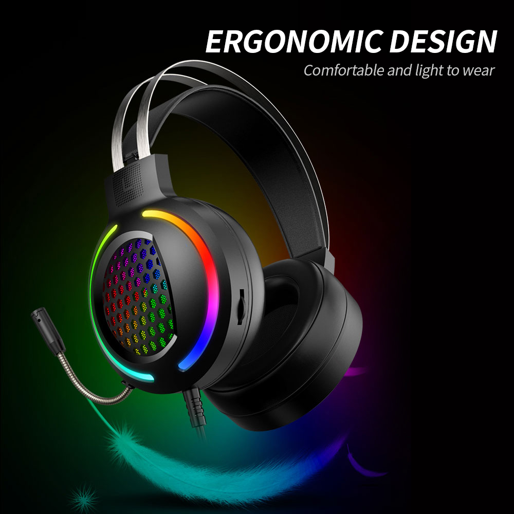 Tai Nghe Chơi Game Có Dây RGb Nhiều Màu Sắc Với Micrô 360° Giảm Tiếng Ồn 3,5 Mm + USB Cho Máy Tính Xách Tay PC
