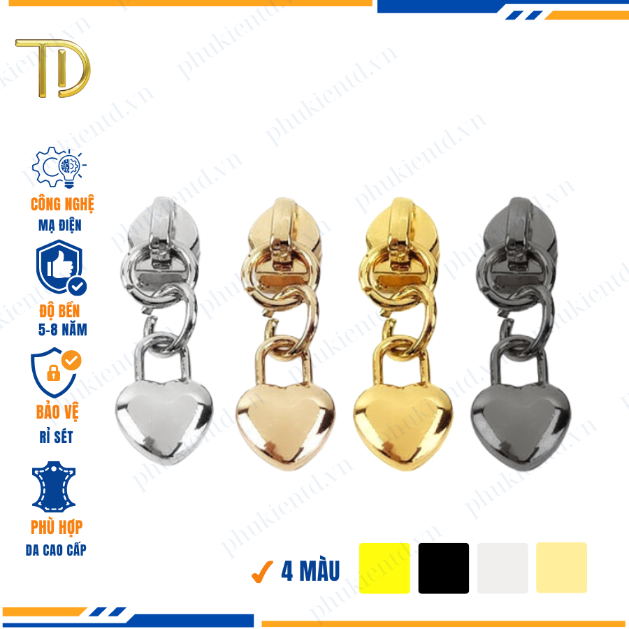 Đầu khóa kéo túi xách, đầu khóa kéo thay thế, đầu khóa kéo balo răng 5, Mạ điện độ bền 5-8 năm