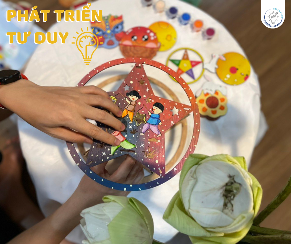 Set Đèn Lồng Gỗ Trung Thu - Lồng đèn trung thu truyền thống tô màu sáng tạo