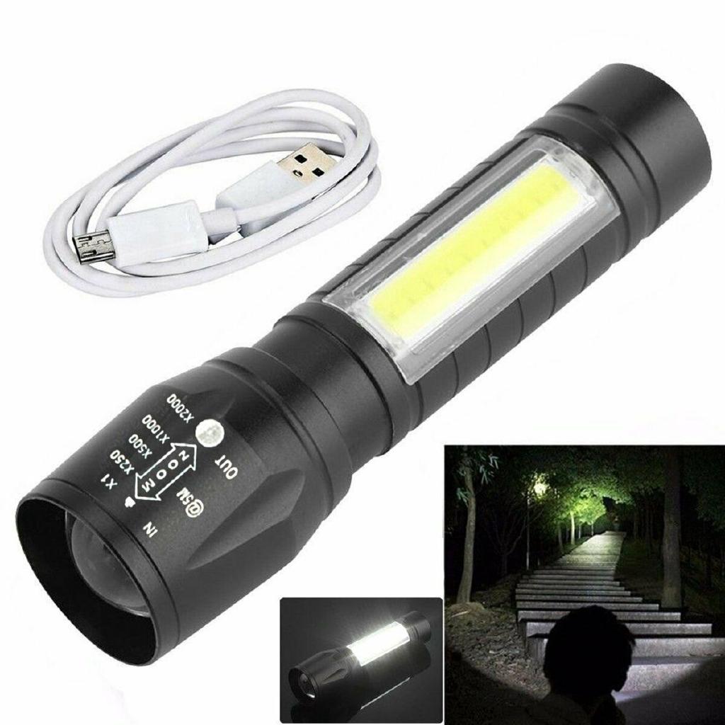 Đèn Pin LED T6 COB Có Thể Sạc Được Kèm Hộp Đựng