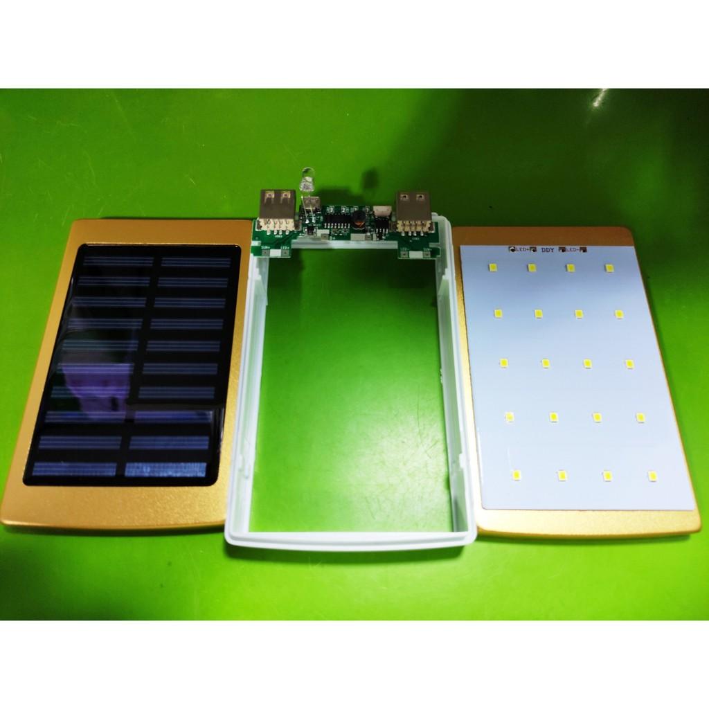 Box sạc dự phòng năng lượng mặt trời dùng pin 18650 tích hợp bảng LED cao cấp màu Vàng