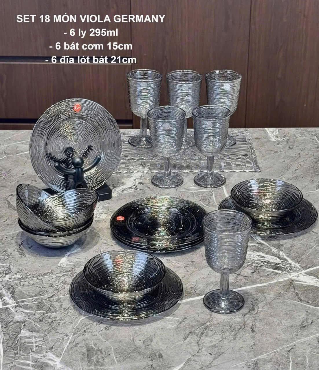 SET 18 MÓN BÁT/ĐĨA/LY VIOLA – SẮC XÁM SANG TRỌNG, CHUẨN ĐẲNG CẤP! Hàng chính hãng