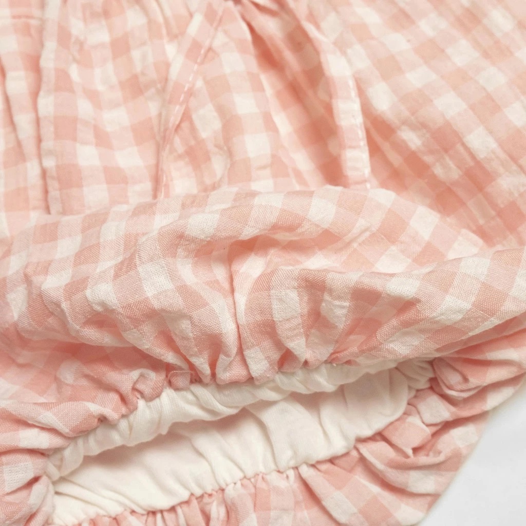 Set Đồ Bé Gái Tay Cánh Tiên Áo Thun Cotton Thêu Hoa Kèm Quần Bí Caro Xốp Đính Nơ Xinh Xắn Từ 8-30kg Dành Cho Bé Gái