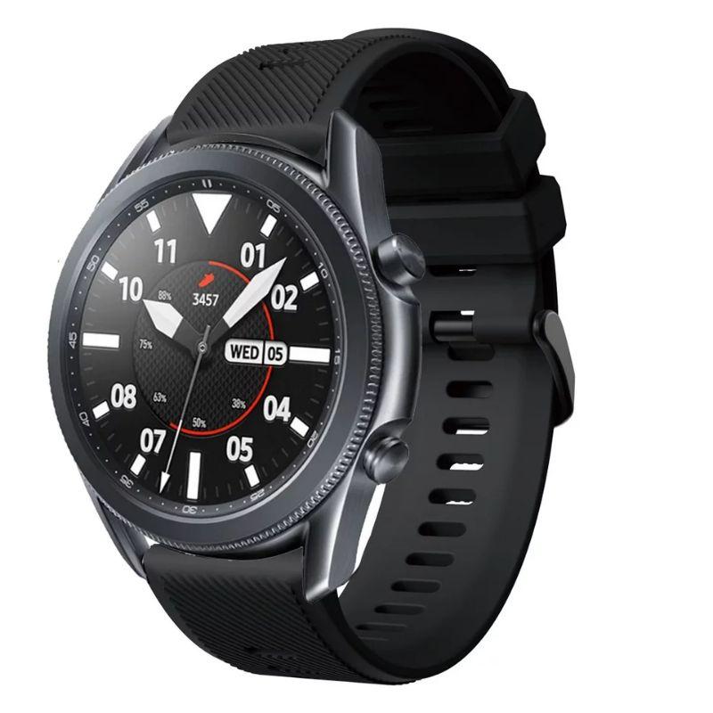 Dây đồng hồ cao su silicon cao dấp dành cho Samsung Galaxy watch 3 45mm - Khóa đen