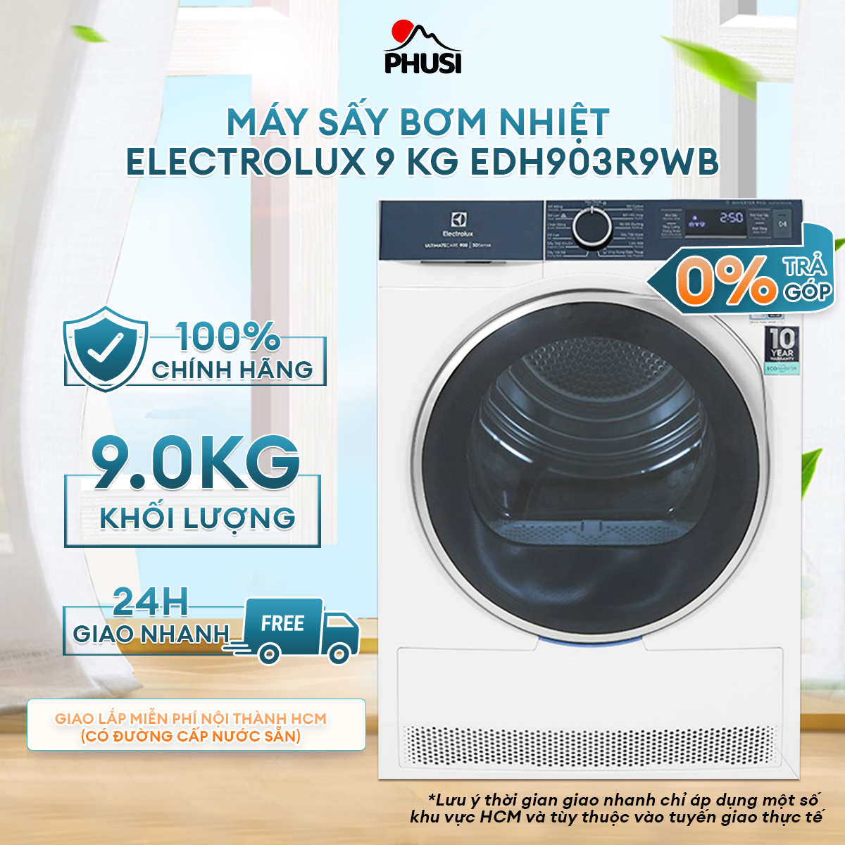Máy Sấy Bơm Nhiệt Electrolux EDH903R9WB - Hàng Chính Hãng