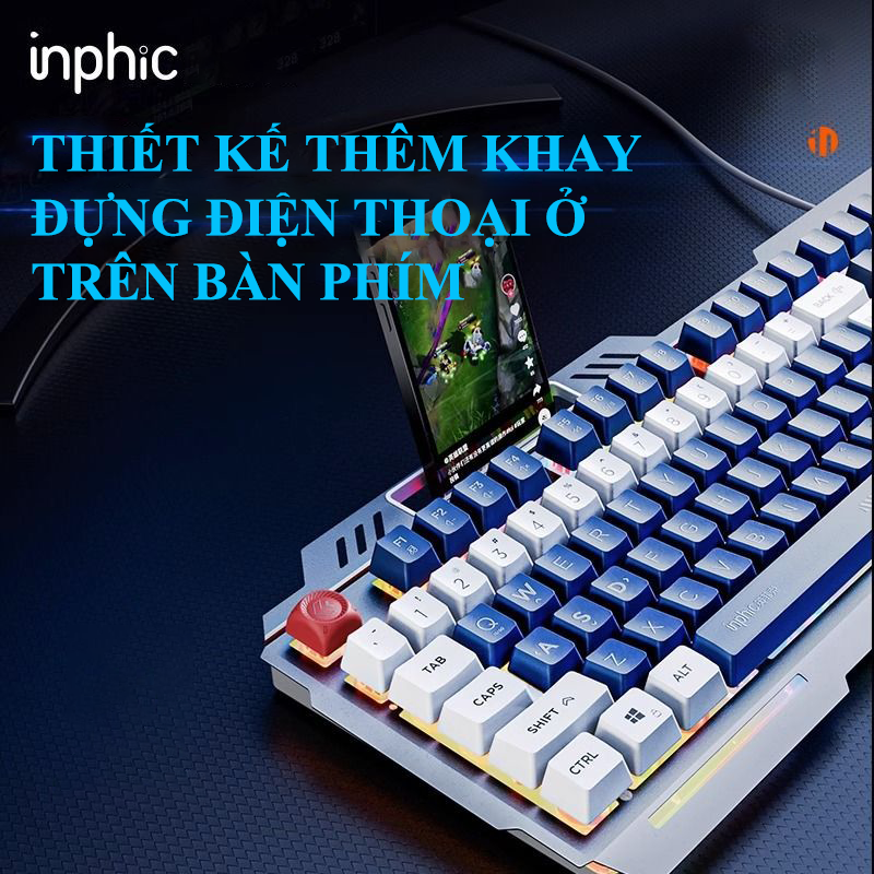 Combo bàn phím và chuột có dây chuyên game INPHIC K9 + PW2PRO có đèn led 7 màu cực đẹp dành cho game thủ - Hàng Chính Hãng