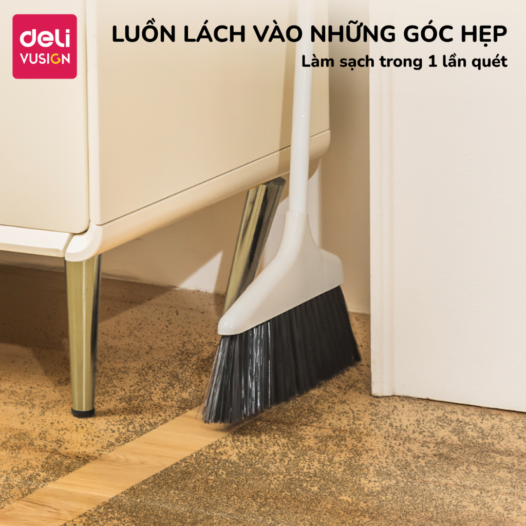 Chổi quét nhà thông minh công thái học đồ hốt rác Deli, Bộ Chổi cán dài Xẻng Ky Hốt rác