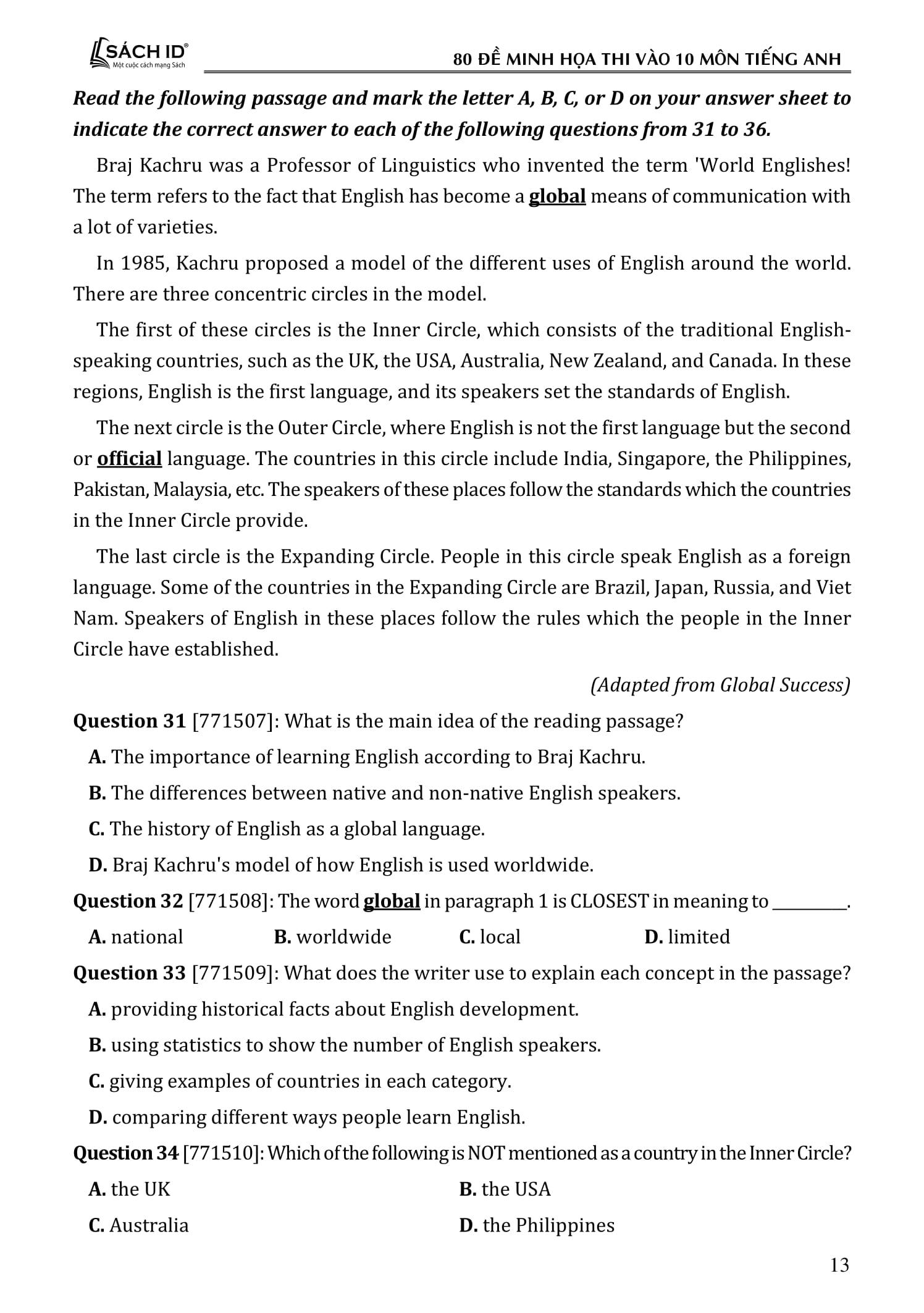 Sách - 80 Đề Minh Họa Thi Vào 10 - Môn Tiếng Anh