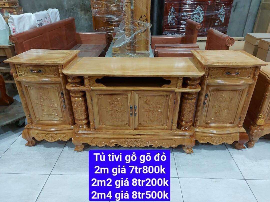 Tủ Tivi-Kệ tivi Gỗ Gõ Đỏ nhiều kích thước Hiện Đại Bền Đẹp Giá Rẻ
