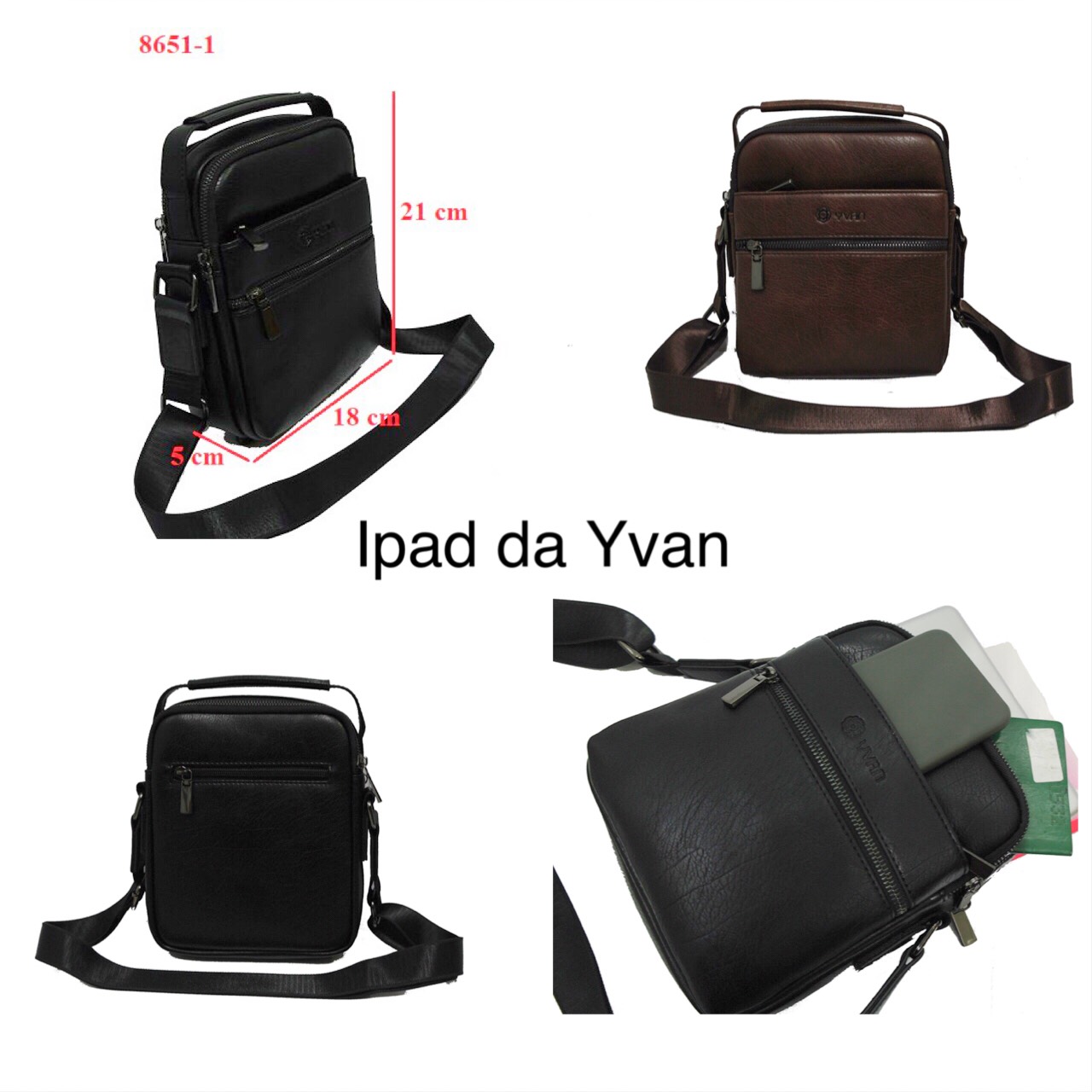 Túi đeo chéo nam YVan thời trang đựng Ipad, điện thoại, ví, đồ cá nhân 8651-1