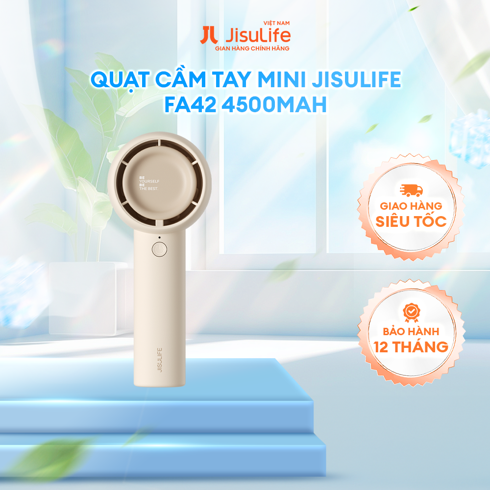 Quạt Cầm Tay Mini JISULIFE FA42 Siêu Mát - Sạc Nhanh - Pin 2000/4500mAh Sử Dụng Đến 6H-12H - Hàng Chính Hãng