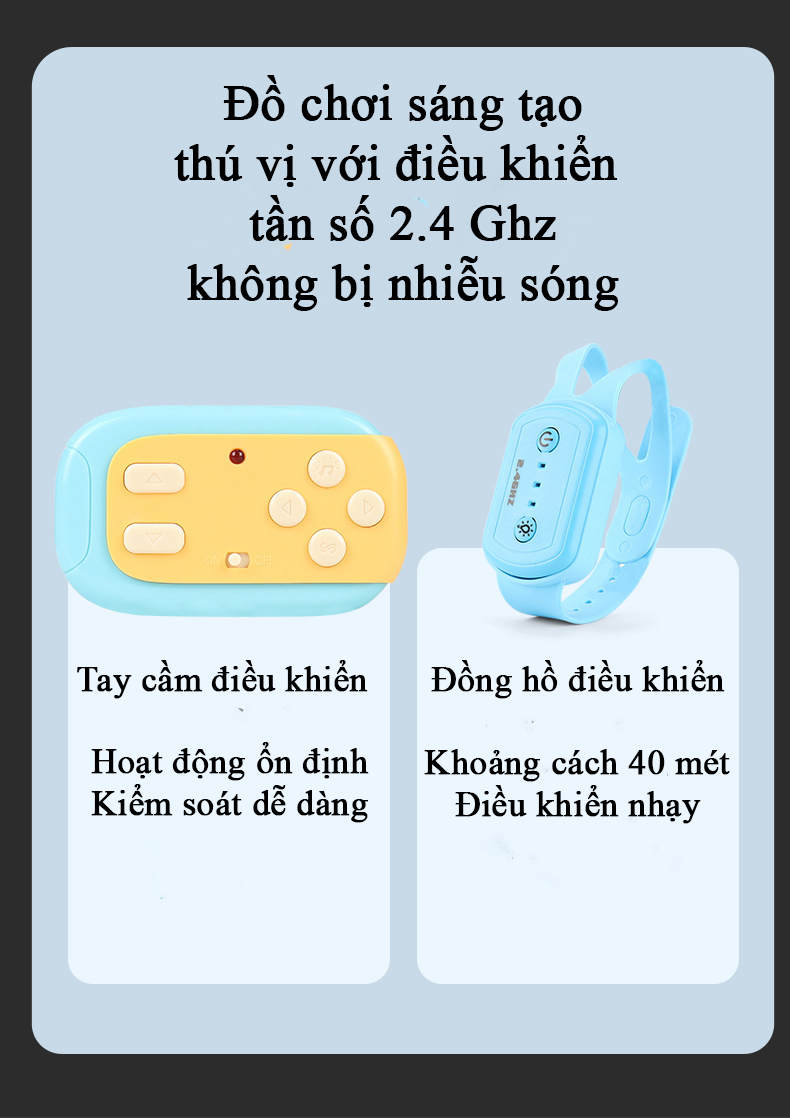 Đồ chơi xe điều khiển từ xa đi được dưới nước có đèn LED nhiều màu tần số 2.4 Ghz với 2 điều khiển kép