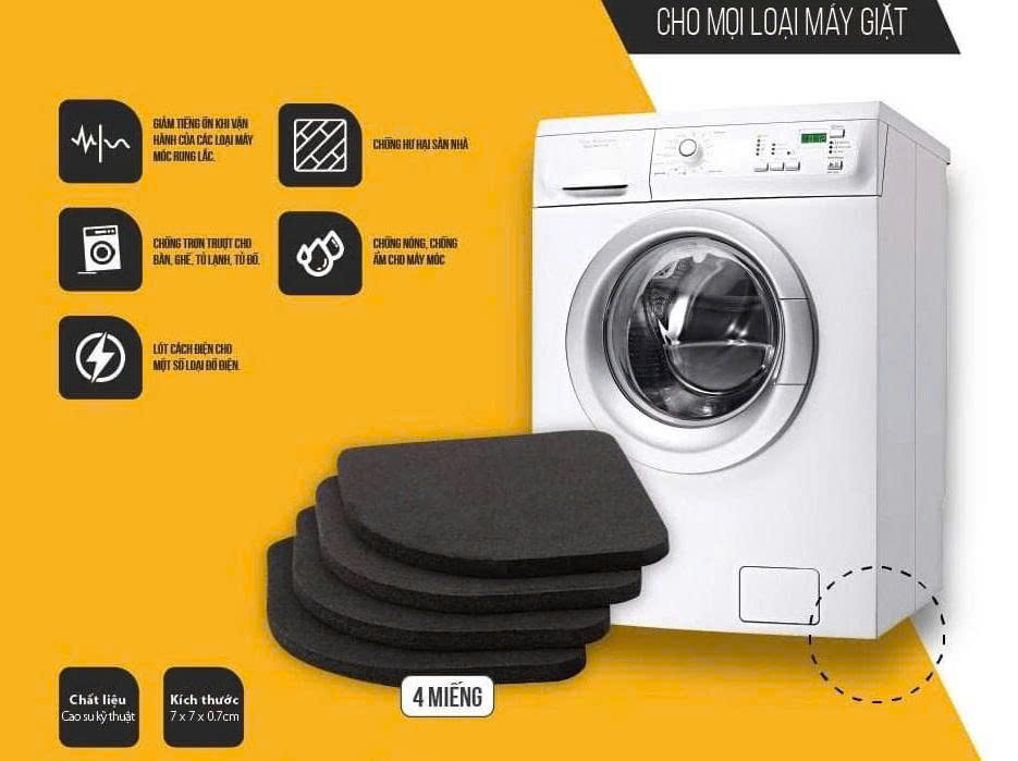 Bộ 04 chân đế cao su đa năng Đế chống rung máy giặt - Đế chống ồn máy giặt, máy sấy, tủ lạnh, bàn ghế