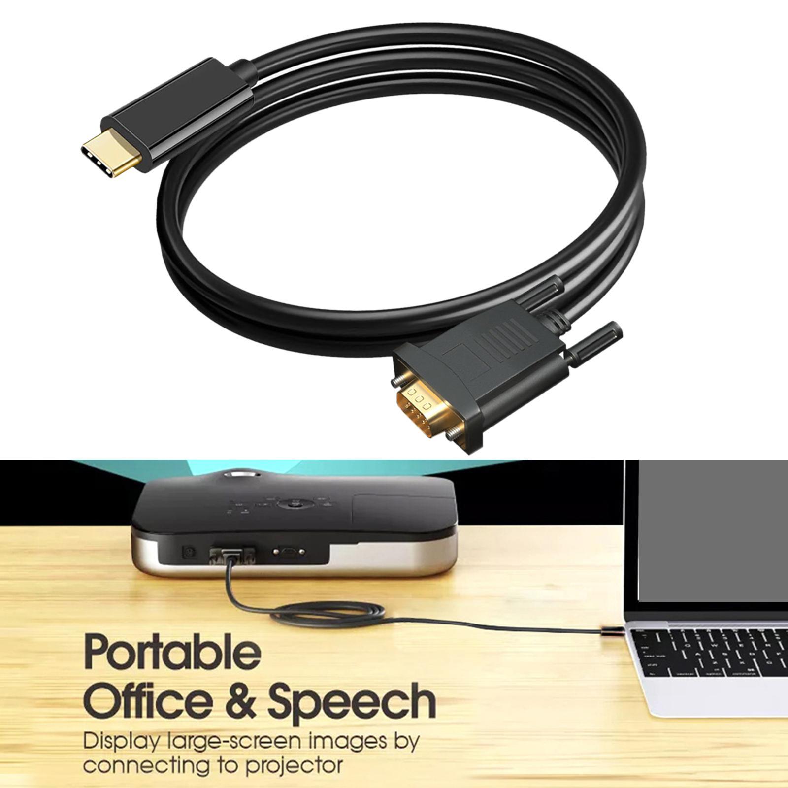 USB C to VGA Adapter Cable 10Gbps 1080P Converter for  Monitors