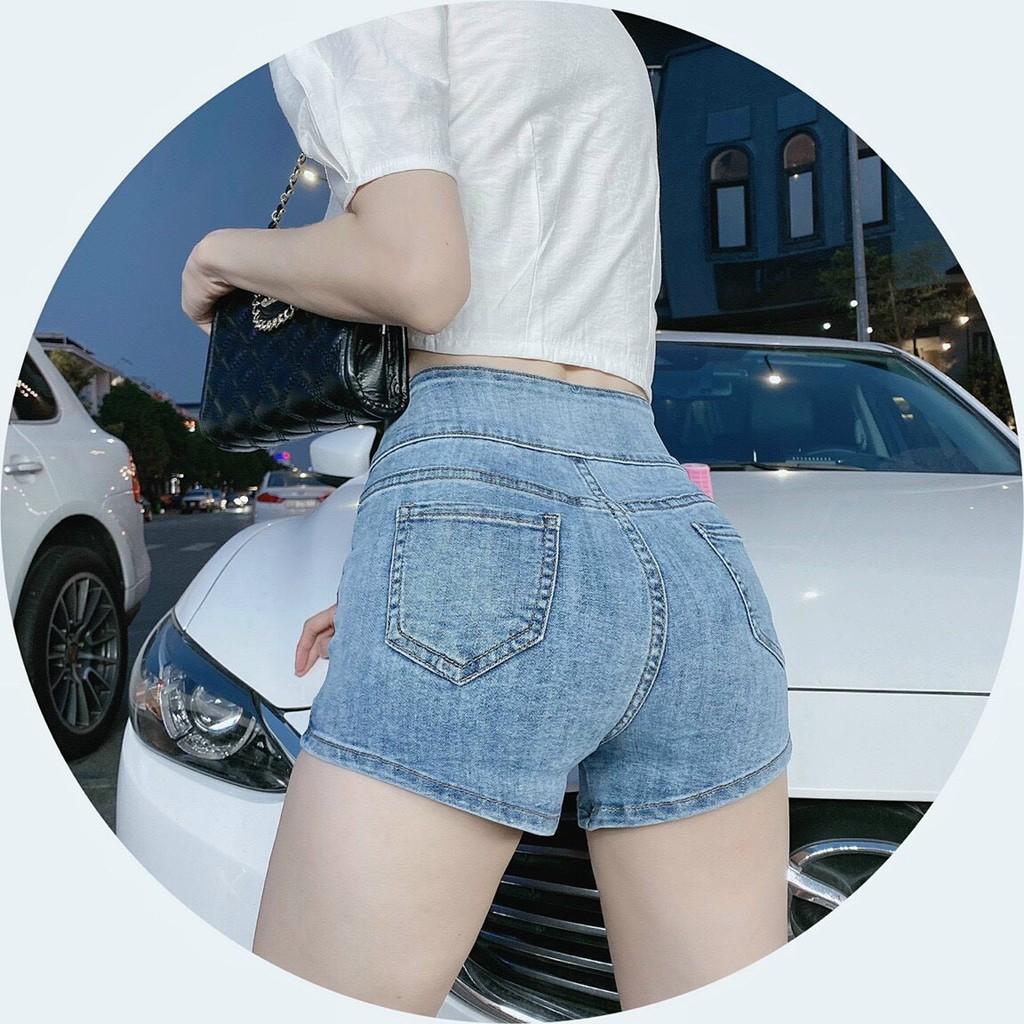 Quần short jean nữ BigSize lưng cao, co dãn mạnh, 2 túi hộp đang hot trend 3942 molijean