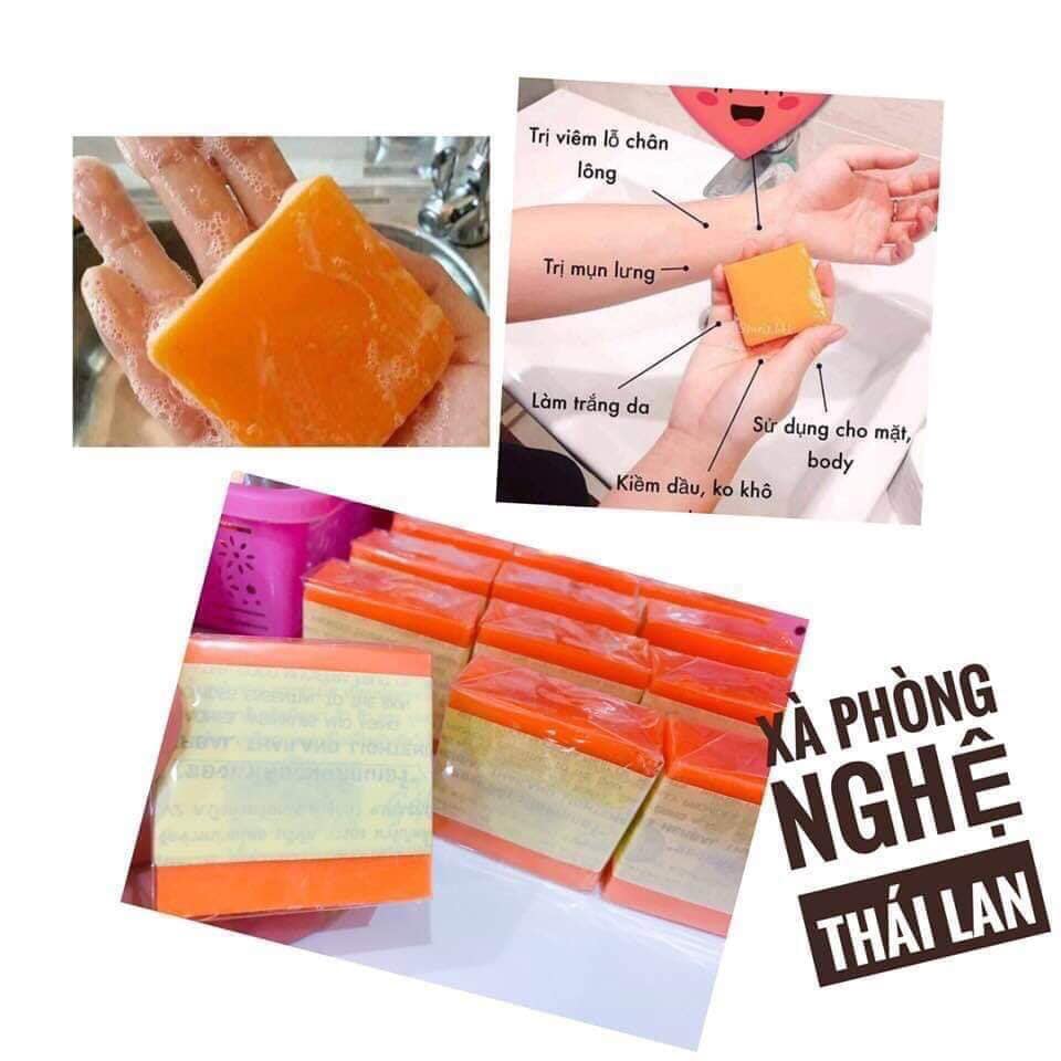 Xà phòng soap nghệ cam lốc 12 cục Thái Lan