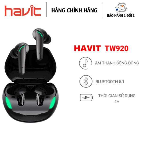 Tai nghe Bluetooth Gaming Havit TW920 dành cho mọi game thủ với thiết kế ấn tượng chất âm mạnh mẽ - Hàng Chính Hãng