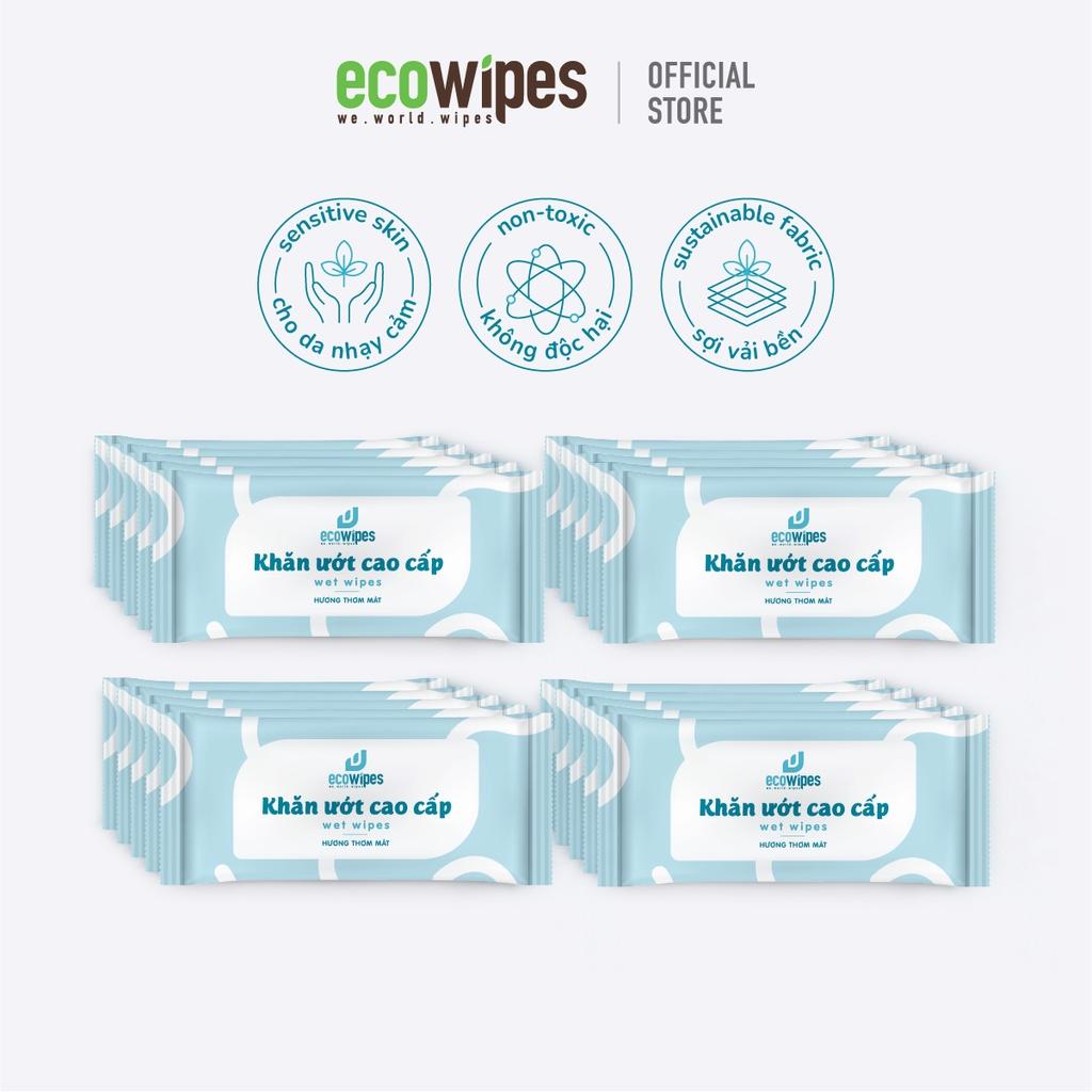 Lốc 20 cái khăn lạnh cao cấp EcoWipes Hương Thơm Mát loại 1 tờ dùng 1 lần không cồn an toàn khi sử dụng