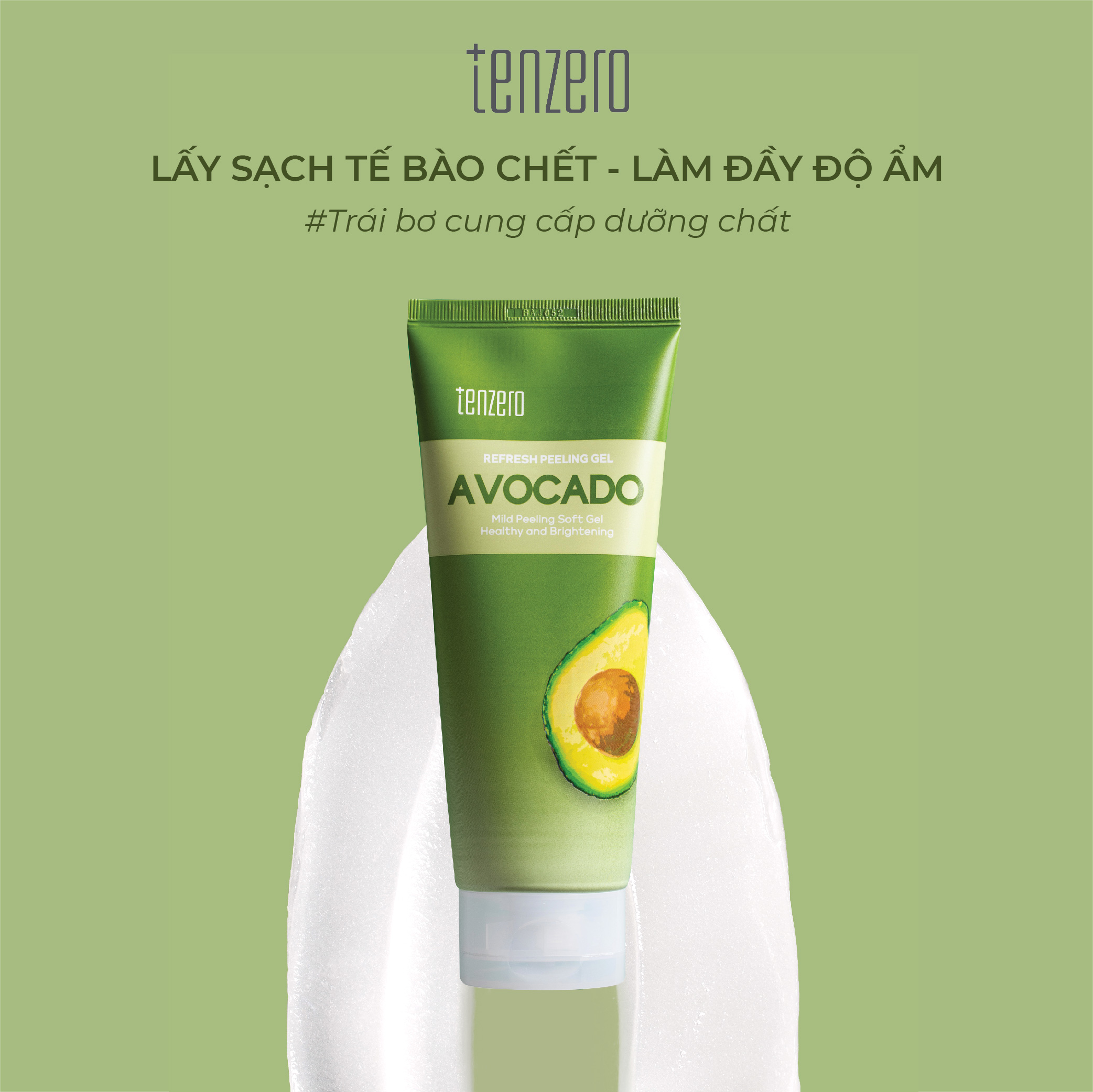 Tẩy Tế Bào Chết Dạng Gel Dịu Nhẹ Trái Bơ Tenzero Refresh Peeling Gel Avocado 180ml