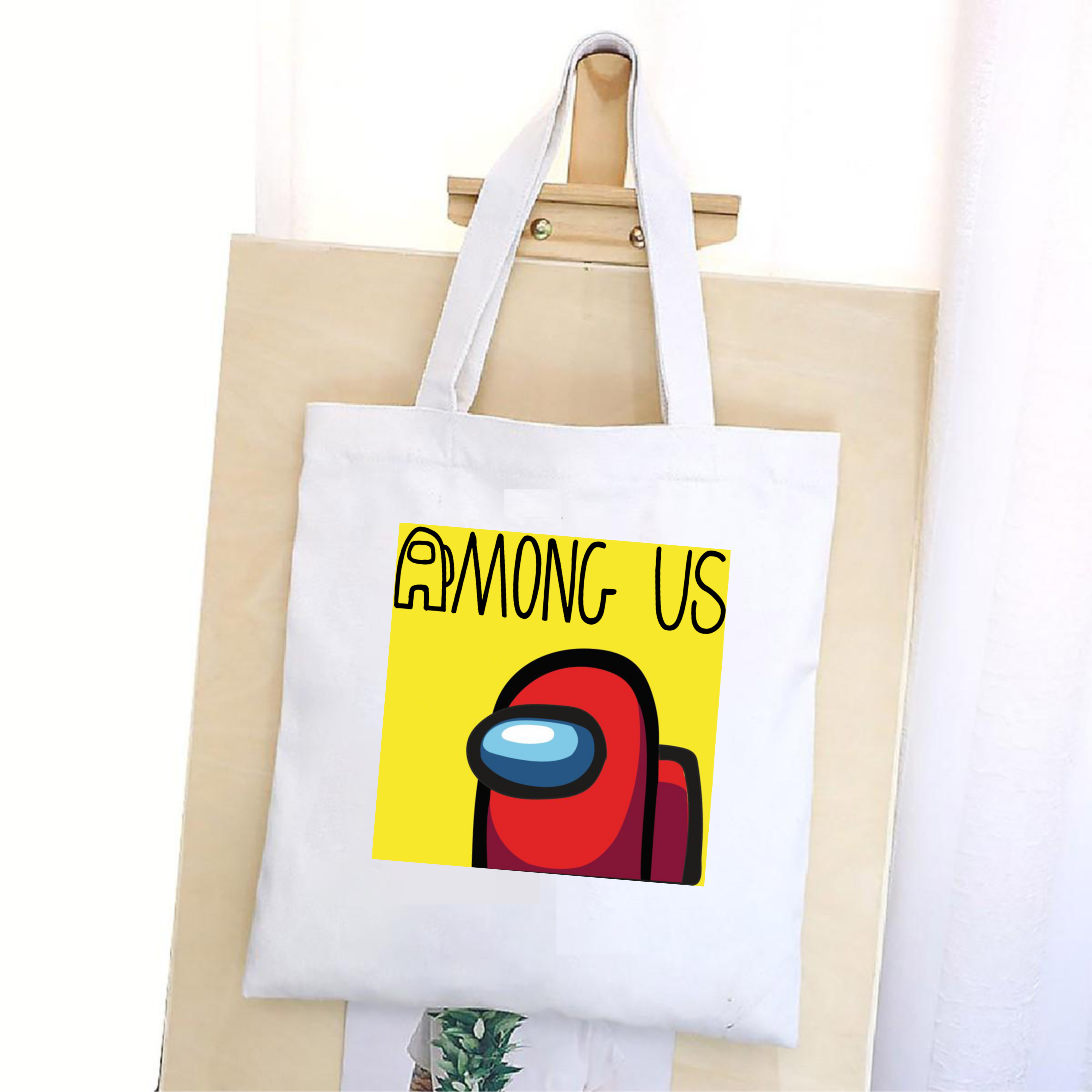 Túi Tote đeo vai vải bố in hình Among Us cực dễ thương dễ phối đồ