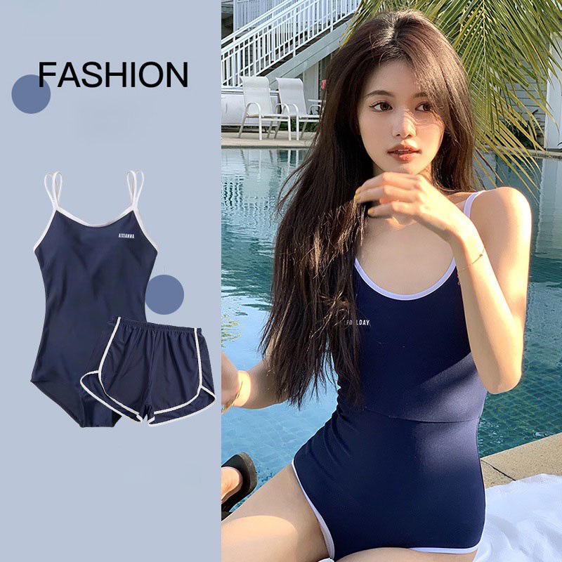 Đồ bơi nữ kín đáo một mảnh đi biển, Bikini nữ liền thân bodysuit kèm quần vải mềm mại co giãn