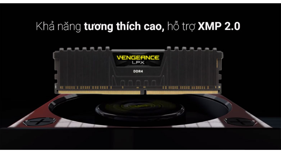 Bộ nhớ ram gắn trong Corsair DDR4 3200MHz 16GB 1x 288 DIMM, Vengeance LPX Black Heat spreader - Hàng Chính Hãng