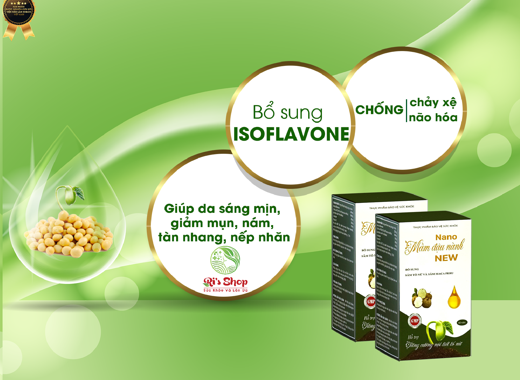 NANO MẦM ĐẬU NÀNH NEW ANPHAMEC - CÂN BẦNG NỘI TIẾT TỐ, CẢI THIỆN LÀN DA VÀ GIÚP CẢI THIỆN VÒNG 1