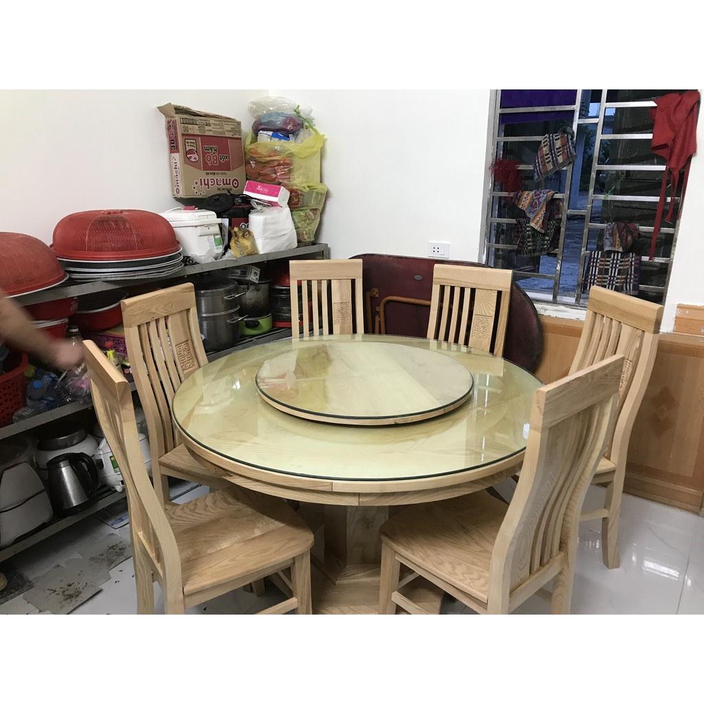 Bộ Bàn Ăn Tròn Xoay Mâm Gỗ Sồi Nga