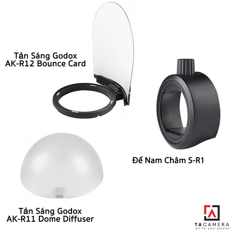 Combo Tản Sáng Godox AK-R11 Dome Diffuser + AK-R12 Bounce Card + Đế Nam Châm S-R1 - Hàng Chính Hãng