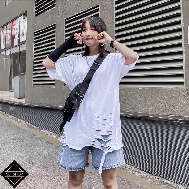 Áo phông cộc tay rách vạt