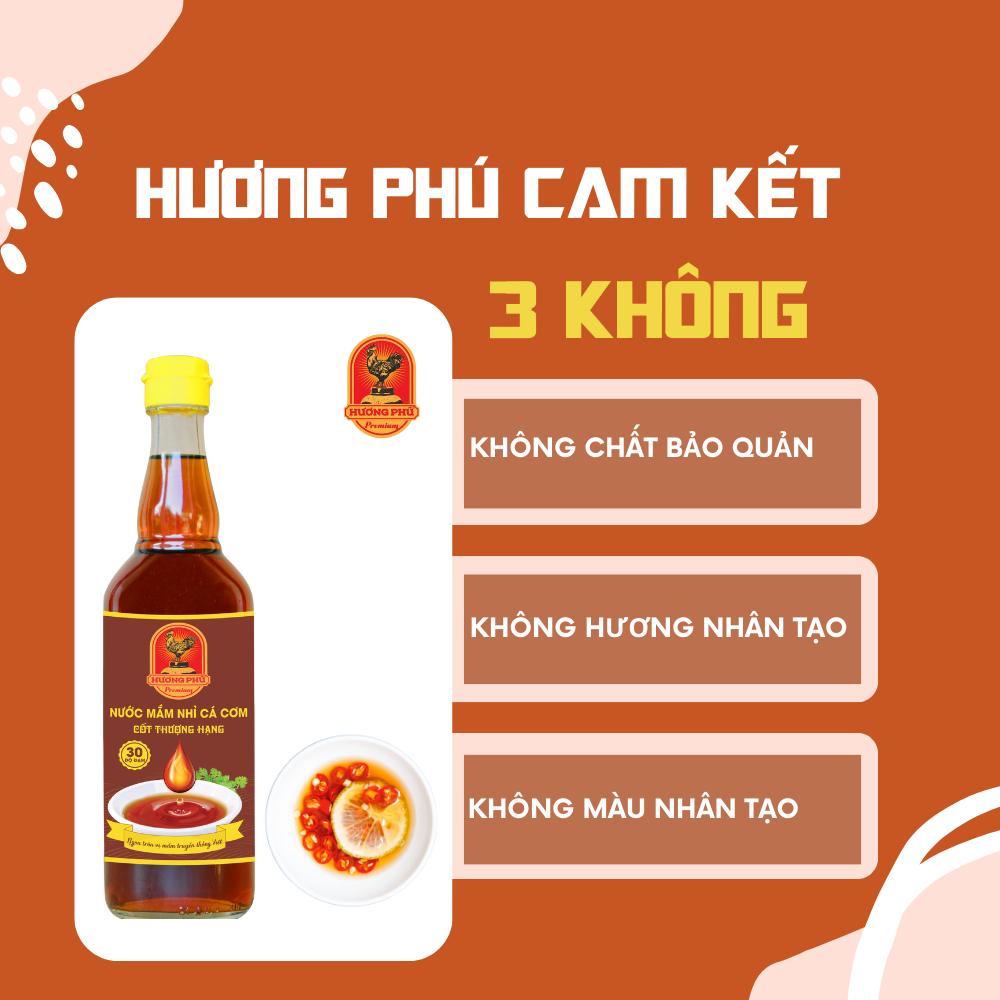 Nước mắm nhỉ cá cơm Hương Phú 30 độ đạm 510ML - Cốt Thượng Hạng - Hàng chính hãng