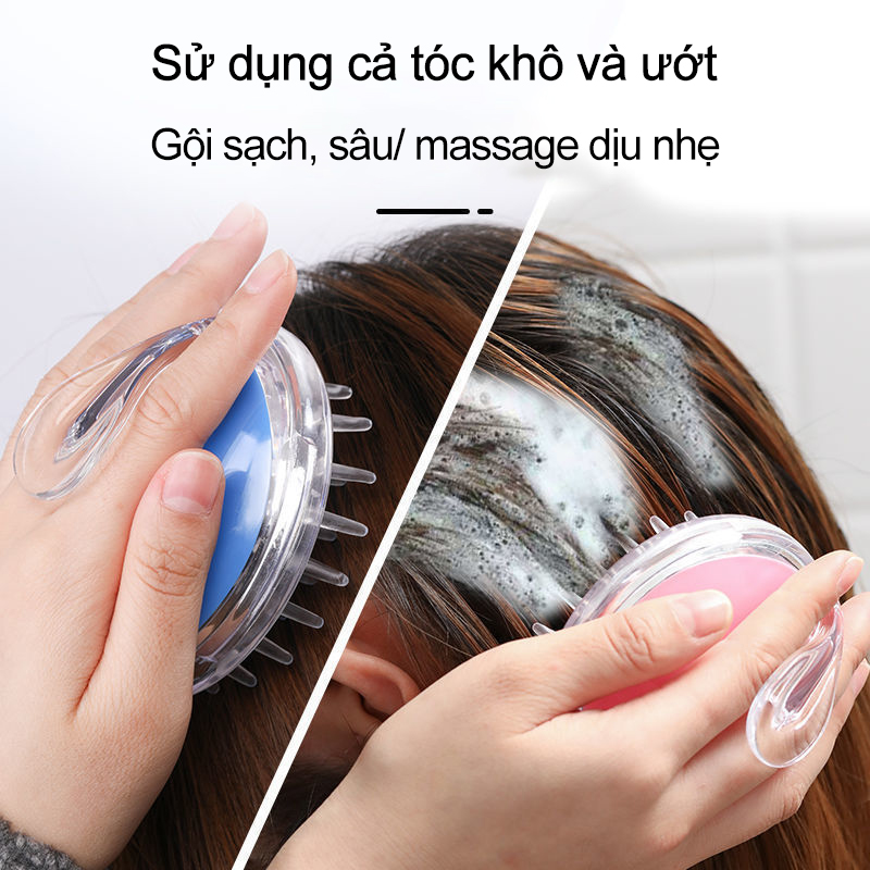 Lược gội đầu silicon mềm cao cấp, gội đầu masage thư giãn, bảo vệ da đầu và tóc, gai mềm thiết kế hiện đại, lược gội đầu green zone