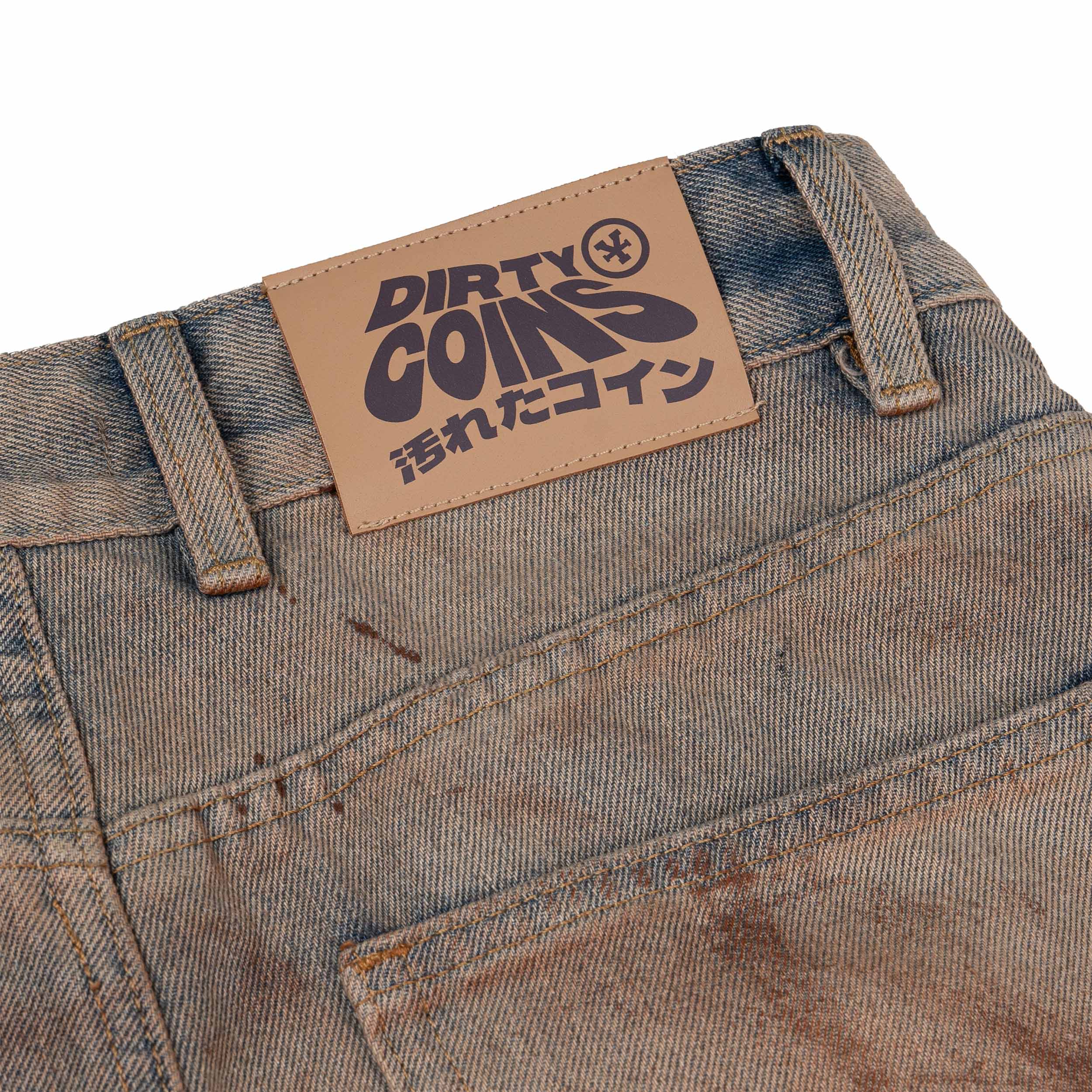 Quần DirtyCoins Stain Disstress Baggy Denim Pants Faded Blue