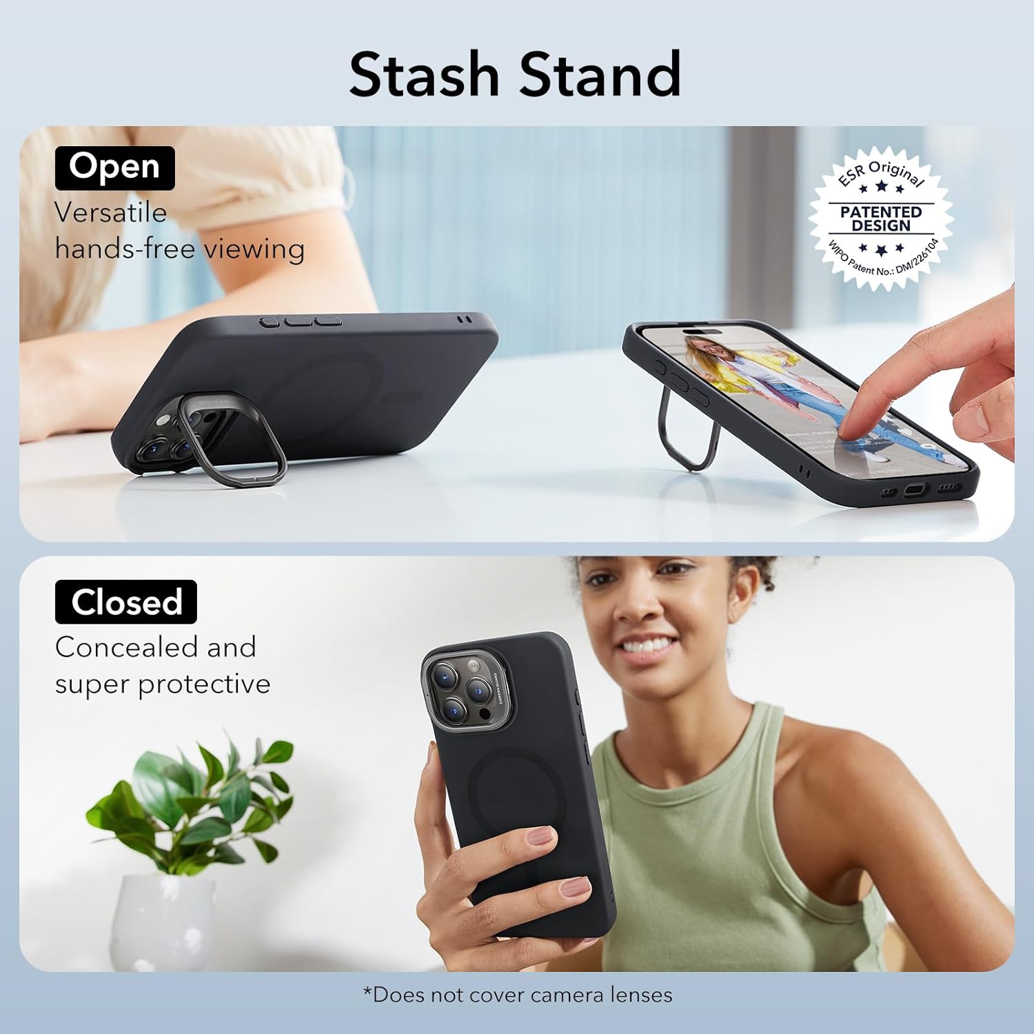 Ốp Lưng cho iPhone 15 Pro Max ESR Cloud Soft Case Stash Stand with HaloLock - Hàng Chính Hãng