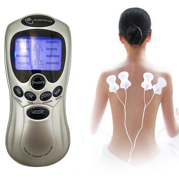 Combo máy massage vật lý trị liệu cổ vai gáy 4 miếng dán và máy massage mặt dùng pin