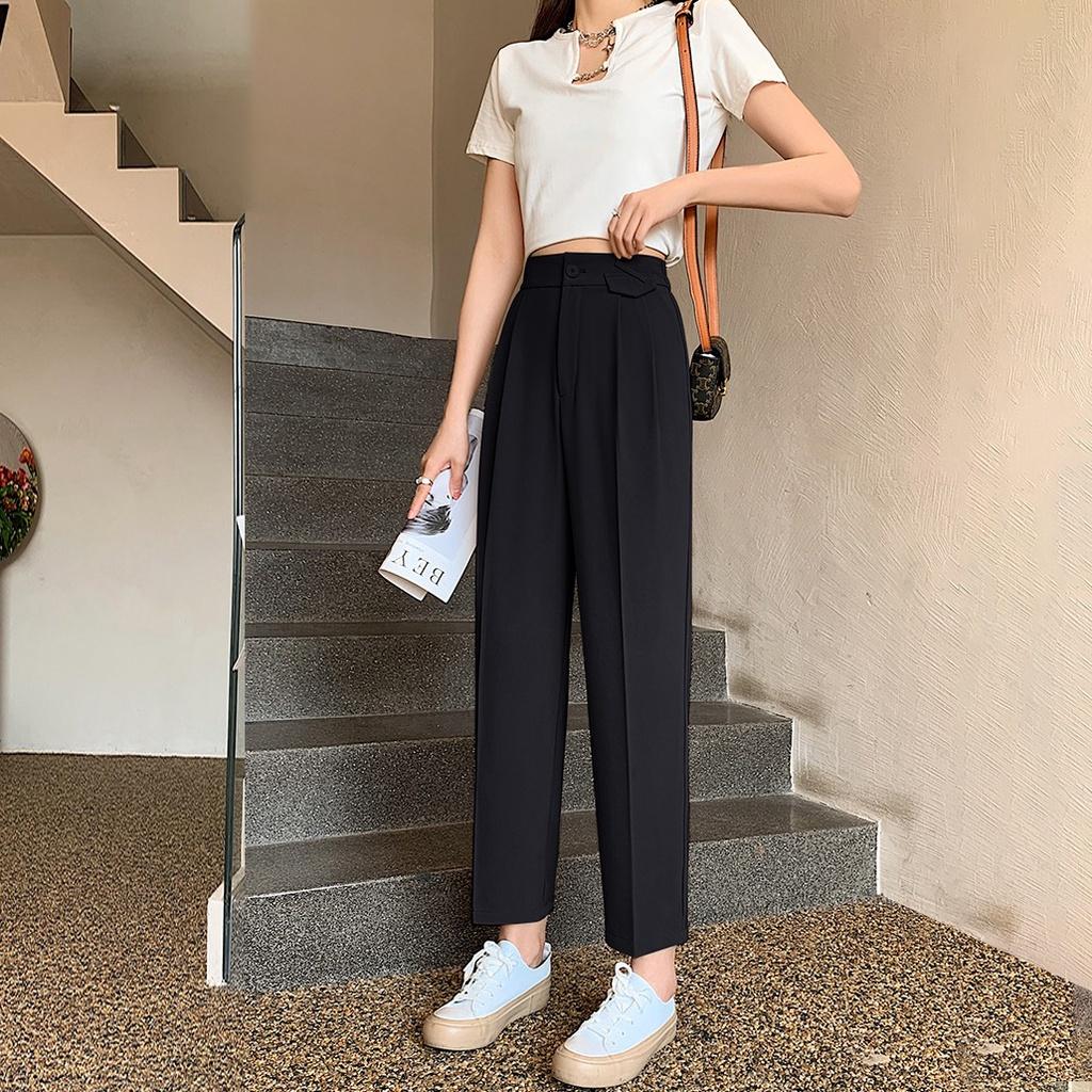Quần tây baggy nữ lưng thun sau đính túi kiểu siêu cute