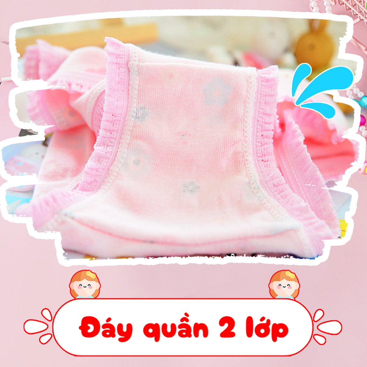 Set 4 quần lót cotton họa tiết xinh xắn nhiều màu sắc cho bé gái 2-12 tuổi – C003