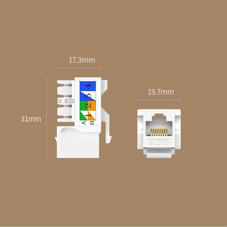 Ugreen UG80178NW143TK cat6 Hạt nhấn mạng màu trắng Jack modulator gigabit LAN Ethernet 8P8C RJ45 1000 Mbps 568A-B - HÀNG CHÍNH HÃNG