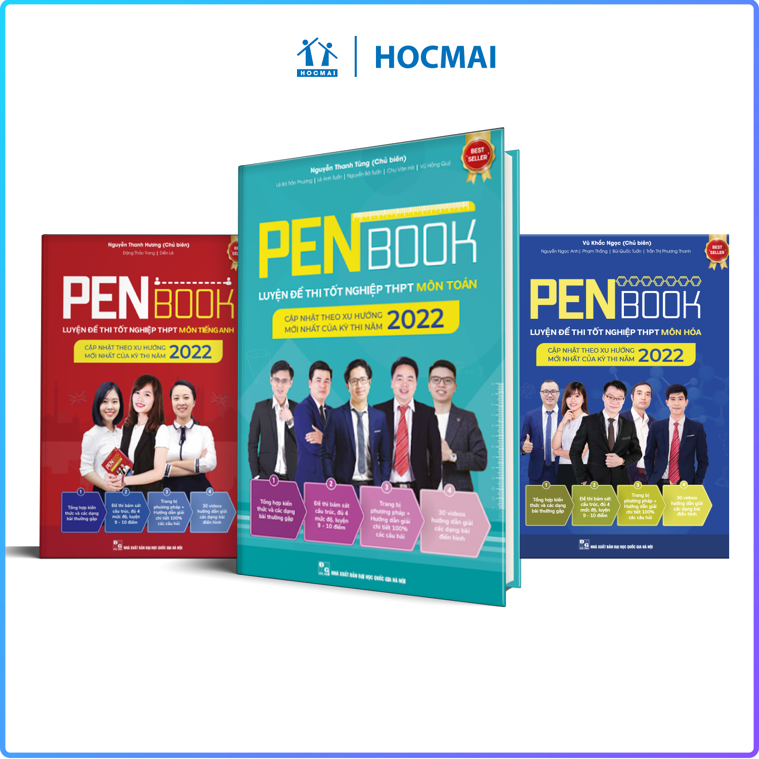 Combo khối D7 - PENBOOK Luyện đề thi Tốt nghiệp THPT - Bộ 3 môn Toán, Hoá, Anh