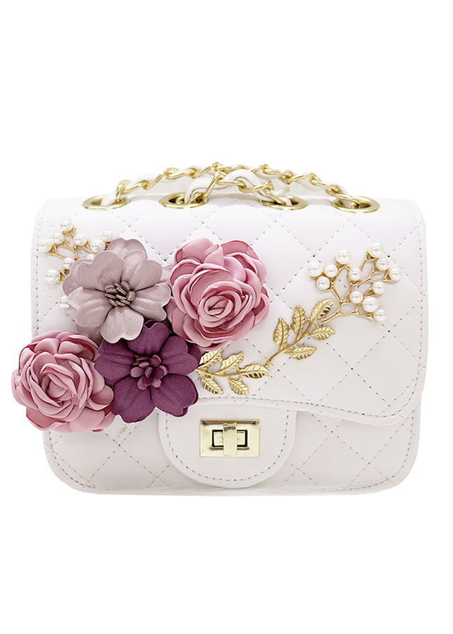 Túi da đính hoa vải BERI