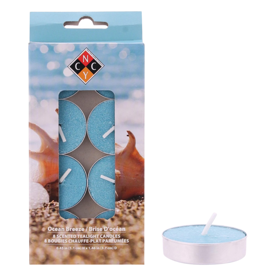 Hộp 8 Nến Tealight Thơm Cao Cấp Hương Ocean Breeze Nycandle FtraMart Candle EDC-NYC08 (Xanh Nước Biển)