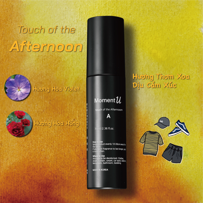 Xịt Thơm Quần Áo Đa Năng Moment U Dành Cho Nam Giới, Hương Touch Of The Afternoon