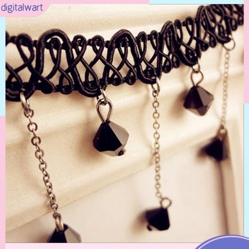 Vòng cổ choker phối ren đính đá sành điệu cho nữ