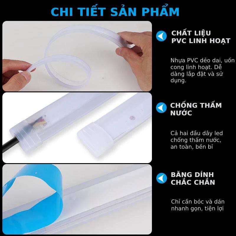 Bộ 2 Dây Đèn Led Mí Ô Tô Xi Nhan, Nháy Đuổi Chống Nước 30cm 45cm 60cm